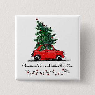 Macaron Carré 5 Cm Arbre de Noël et peu de voiture rouge