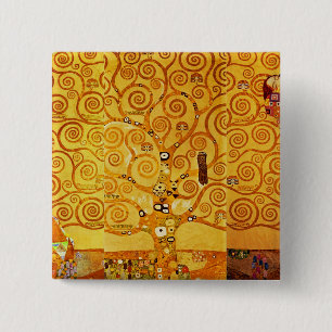 Macaron Carré 5 Cm Arbre de vie Gustav Klimt Nouveau