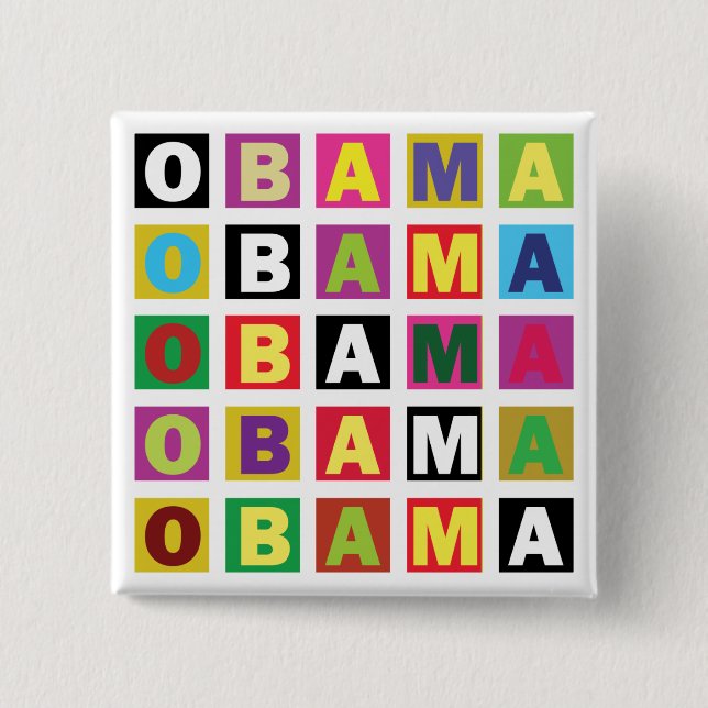 Macaron Carré 5 Cm Arc-en-ciel d'Obama (Devant)