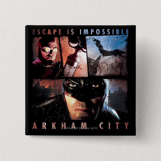 Macaron Carré 5 Cm Arkham City Escape est impossible (Devant)