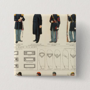 Macaron Carré 5 Cm Armées Uniformes, États-Unis, CS