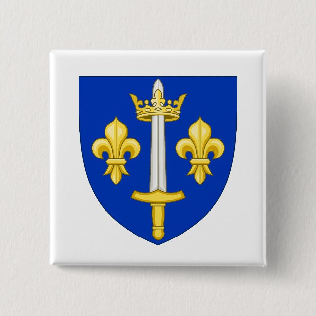 Macaron Carré 5 Cm Armoiries de Jeanne d'Arc (Devant)