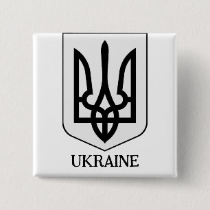 Macaron Carré 5 Cm Armoiries d'État de l'Ukraine Art Minimaliste