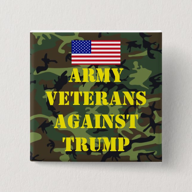 Macaron Carré 5 Cm Army Veterans Against Trump Button (Devant)