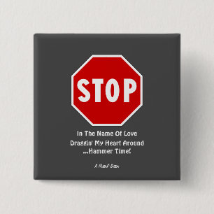 Macaron Carré 5 Cm ARRÊTER... Bouton MisterP