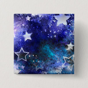 Macaron Carré 5 Cm Arrière - plan spatial avec étoiles