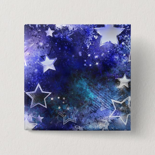 Macaron Carré 5 Cm Arrière - plan spatial avec étoiles (Devant)