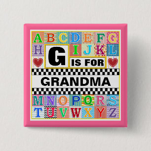 Macaron Carré 5 Cm Art d'alphabet pour la grand-maman