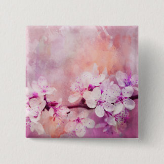 Macaron Carré 5 Cm Art d'aquarelle de fleurs de cerisier