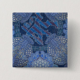 Macaron Carré 5 Cm Art de mosaïque ornée bleue, Allemagne