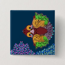 Art de poisson abstrait en écriture thaïe | Bouton