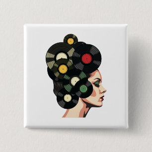 Macaron Carré 5 Cm Art de poster de disque vinyle rétro stylisé