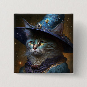 Macaron Carré 5 Cm Art Imaginaire Chat Witch