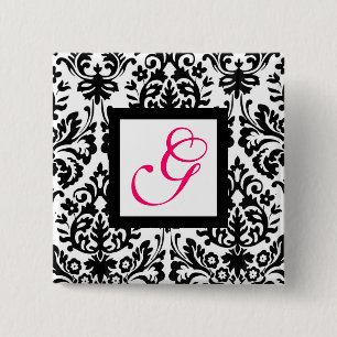 Macaron Carré 5 Cm ART NOUVEAU DAMASK CARRÉ MONOGRAM, fuchsia rose