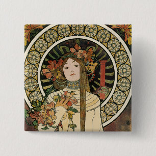 Macaron Carré 5 Cm Art Nouveau Trappistine Mucha Art