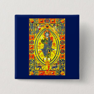 Macaron Carré 5 Cm Art populaire byzantin Jésus