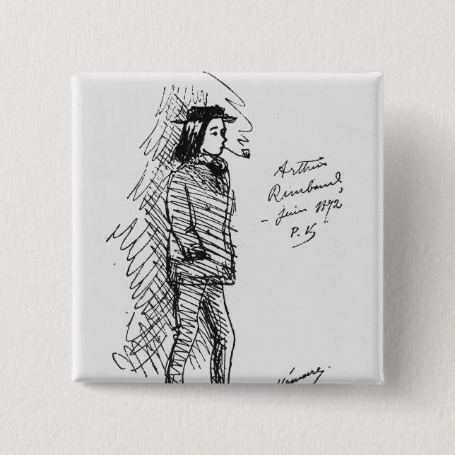 Macaron Carré 5 Cm Arthur Rimbaud en juin 1872 (Devant)