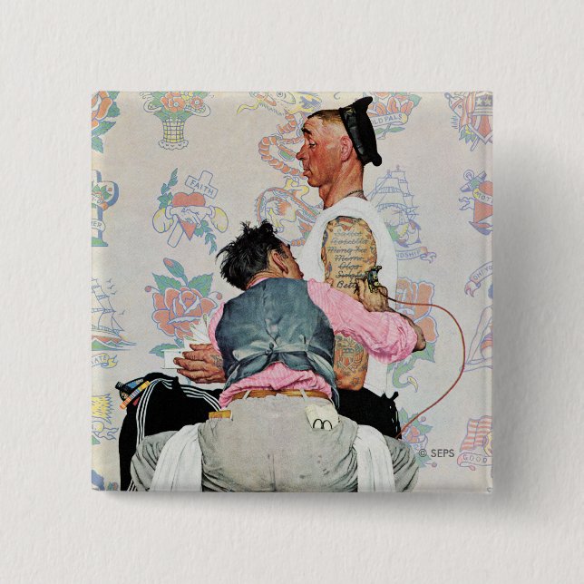 Macaron Carré 5 Cm Artiste de tatouage (Devant)