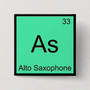 Macaron Carré 5 Cm As - Saxophone Alto Drôle de Chimie Symbole d'Élém