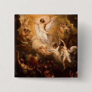 Macaron Carré 5 Cm Ascension du Christ avec des anges