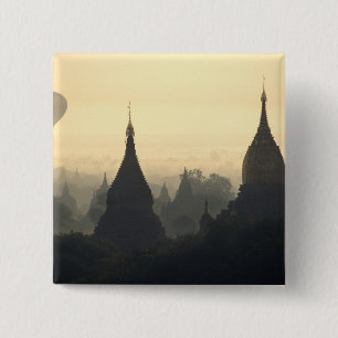 Macaron Carré 5 Cm Asie, Birmanie, (Myanmar), Pagan (Bagan) Montgolfi