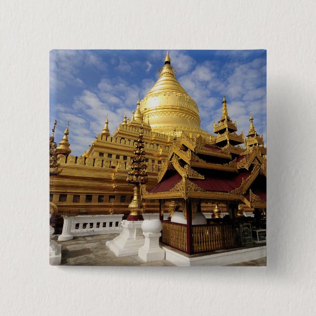 Macaron Carré 5 Cm Asie, Myanmar (Birmanie), Bagan (païen). Shwe 2 (Devant)