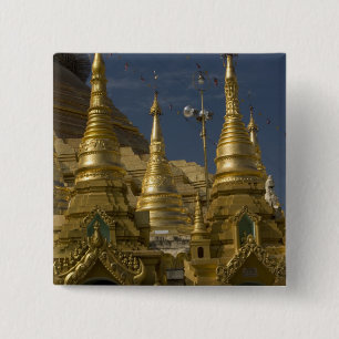 Macaron Carré 5 Cm Asie, Myanmar, Yangon. Stupa doré de Shwedagon