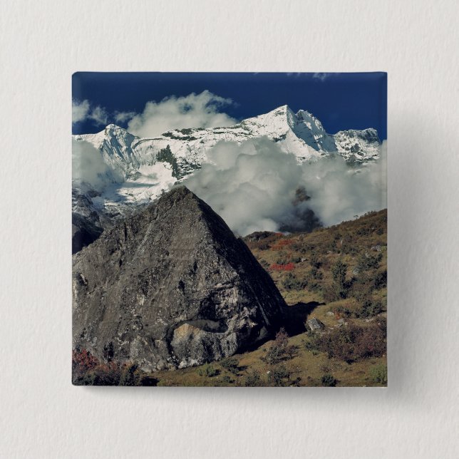 Macaron Carré 5 Cm Asie, Népal, Sagarmatha NP. Prière bouddhiste (Devant)