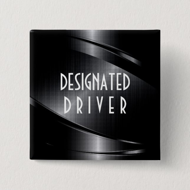 Macaron Carré 5 Cm Aspect noir brillant en métal brossé en aluminium (Devant)