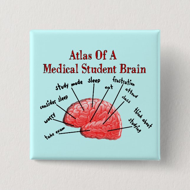 Macaron Carré 5 Cm Atlas de cerveau d'étudiant en médecine (Devant)