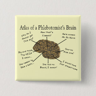 Macaron Carré 5 Cm Atlas du cerveau d'un Phlebotomist