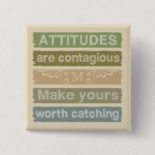 Macaron Carré 5 Cm ATTITUDES bouton de motivation monogramme personna