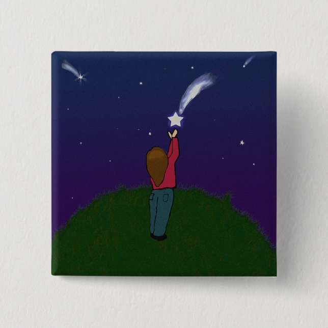 Macaron Carré 5 Cm Attrapez une étoile filante (Devant)