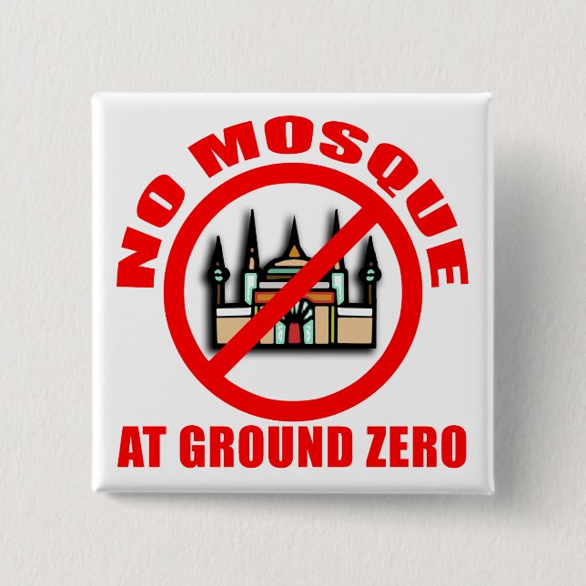 Macaron Carré 5 Cm AUCUNE MOSQUÉE aux T-shirts de point zéro, boutons (Devant)