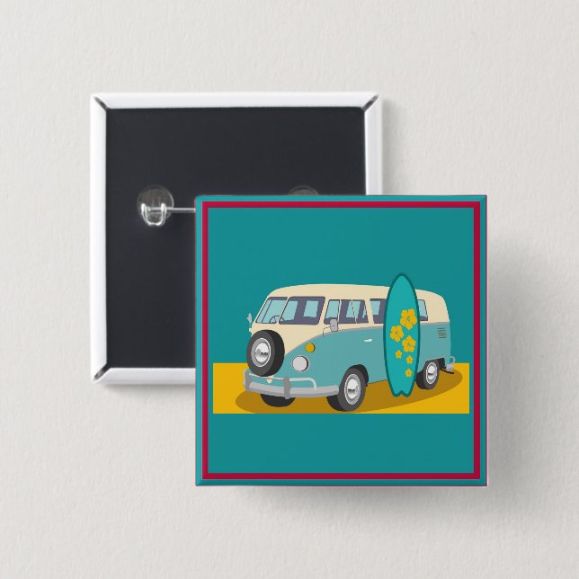 Macaron Carré 5 Cm Australie : Bouton Voyage (Devant & derrière)