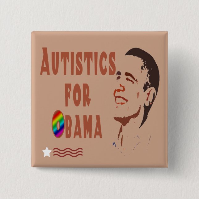 Macaron Carré 5 Cm Autistics pour des boutons d'Obama (Devant)
