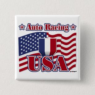 Macaron Carré 5 Cm Auto Racing USA