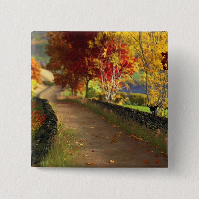 Macaron Carré 5 Cm Automne dans le bouton Glen (Devant)