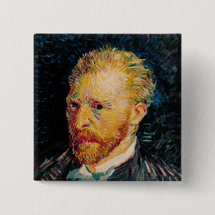 Macaron Carré 5 Cm Autoportrait de Vincent van Gogh  , 1887