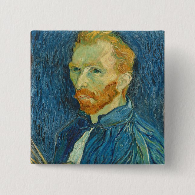 Macaron Carré 5 Cm Autoportrait de Vincent van Gogh |, 1889 (Devant)