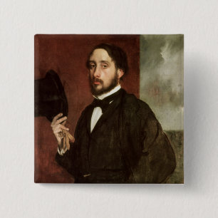 Macaron Carré 5 Cm Autoportrait d'Edgar Degas  , c.1862
