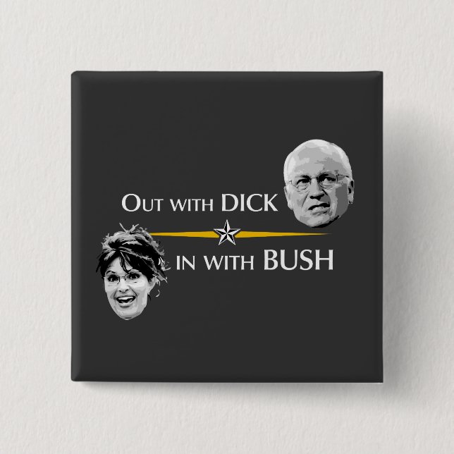 Macaron Carré 5 Cm Avec DICK… dedans avec le bouton de BUSH (Devant)