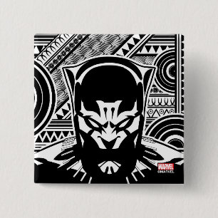 Macaron Carré 5 Cm Avengers   Black Panther Tribal Face Art