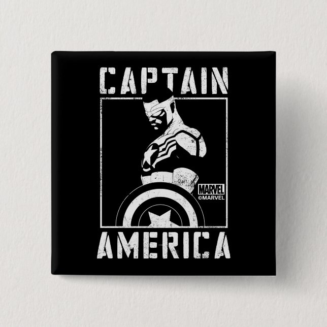 Macaron Carré 5 Cm Avengers | Captain America Sam Wilson Pochoir Art (Devant)
