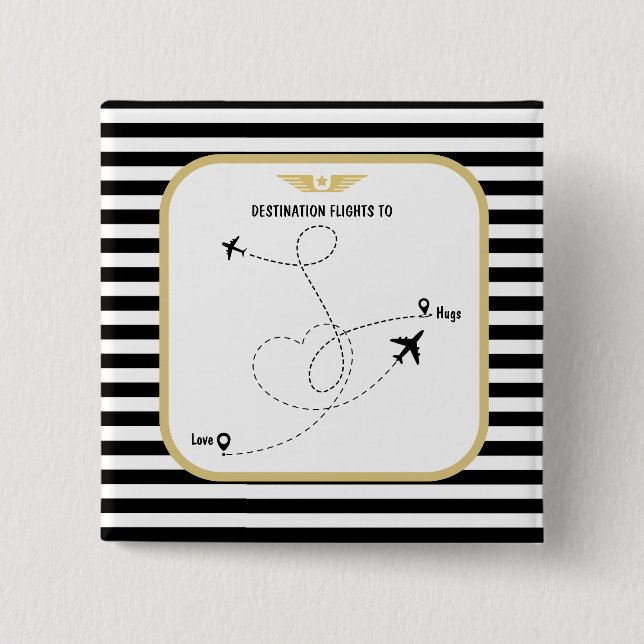 Macaron Carré 5 Cm Aviation de destination pilote (Devant)