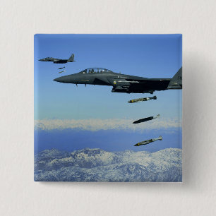 Macaron Carré 5 Cm Avion F-15E Strike Eagle de l'US Air Force