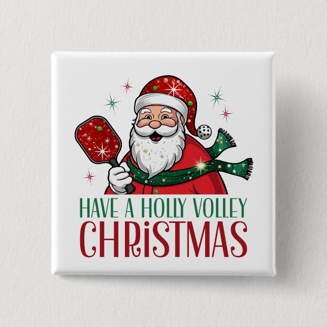Macaron Carré 5 Cm Avoir Holly Volley Chanson De Noël Pickleball (Devant)