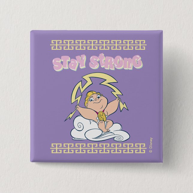 Macaron Carré 5 Cm Baby Hercules - Stay Strong Button (Devant)