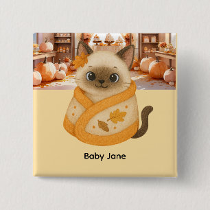 Macaron Carré 5 Cm Baby shower d'automne pour Amoureux de les chats