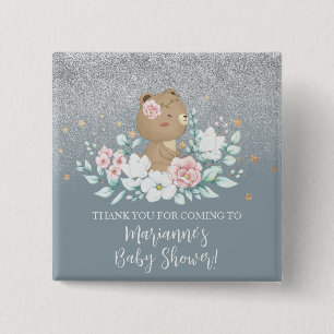 Macaron Carré 5 Cm Baby shower d'ours Parties scintillant florale ble